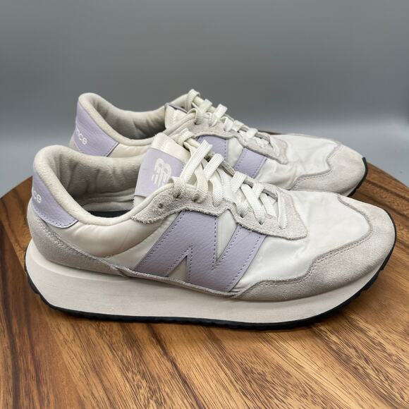 New Balance 237 Shoes Womens 10 B White Lavender Leather Running Comfort Walking - Picture 1 of 8